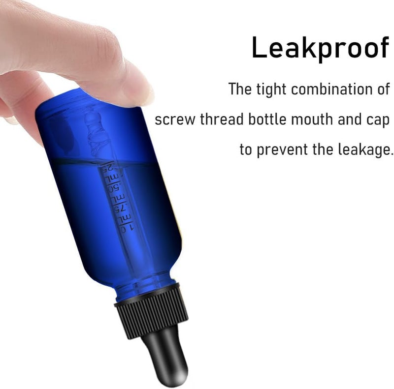 Bumobum Dropper Bottle 2 oz, 2 pack Blue Glass Eye Dropper Bottles with Labels and Funnel, Leakproof Tincture Bottles with Measured Dropper - Image 4